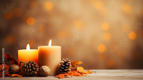 simple autumn decor with candles, copy space © ZoomTeam