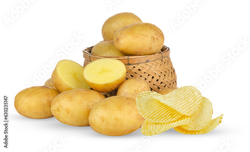 potato in the basket isolated on transparent png