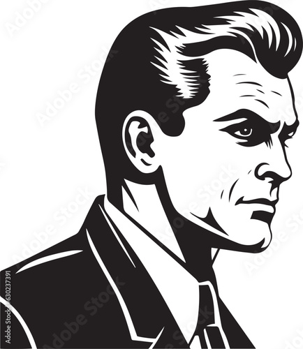 Hand-drawn Retro Man in business suit, Retro comics, American cartoon comic books and pulp novels black vector on a white background, illustration, vector, SVG 