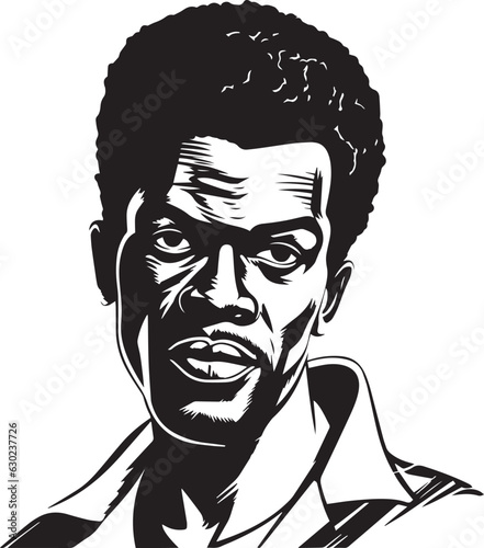 Hand-drawn Retro African man , Retro comics, American cartoon comic books and pulp novels black vector on a white background, illustration, vector, SVG
