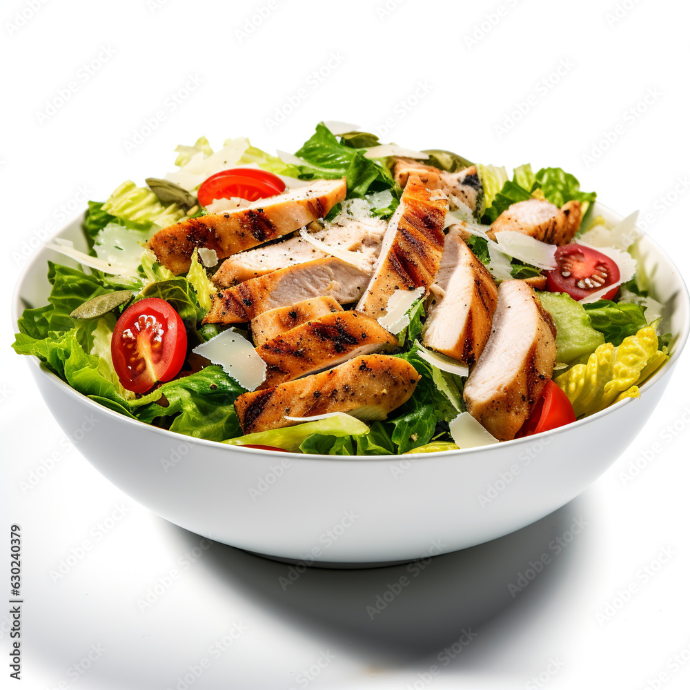 Chicken Caesar Salad on white_background AI Generative Chicken Caesar Salad on white_background AI Generative