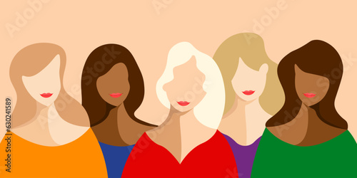 The lgbtq group women wear colors clothes on isolated background, Vector illustration.