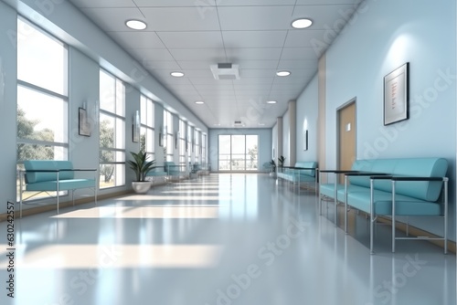 Corridor in hospital, Beautiful luxury hospital interior for backgrounds.