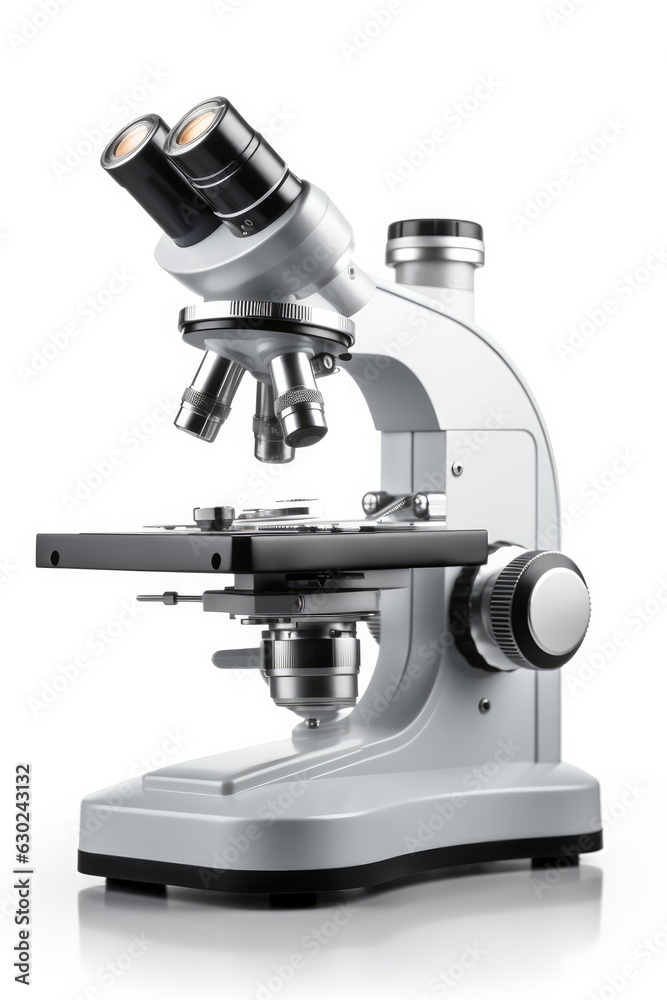 Professional microscope on white background, Science equipment and medical tools. Professional microscope on white background, Science equipment and medical tools.