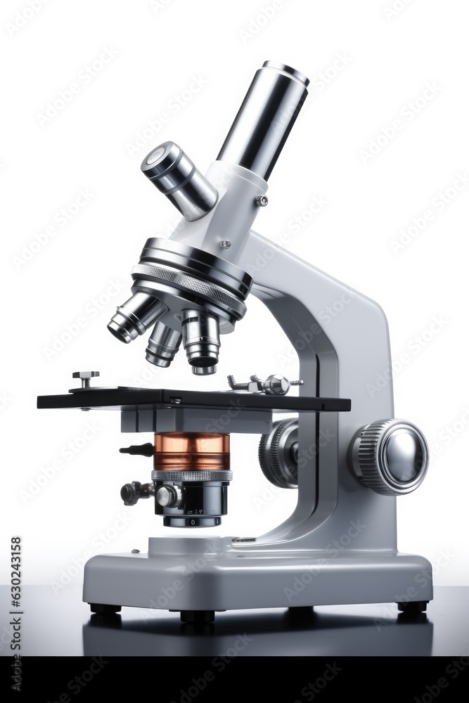 Professional microscope on white background, Science equipment and medical tools. Professional microscope on white background, Science equipment and medical tools.