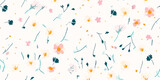 Minimal little flowers illustration pattern. Cute floral seamless pattern. Fashionable template for design