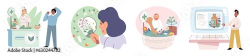 Doctor checking medicinal herbs. Natural herbal medicine selection. Scientist with natural drug research, Green herbal medicine discovery science lab. Scientist doctor making alternative medicine herb