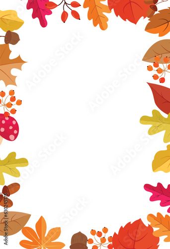 autumn border with dry maple leaves