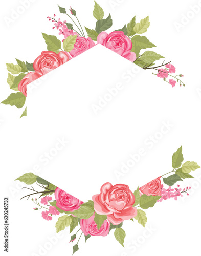 floral frame with a bouquet of peonies