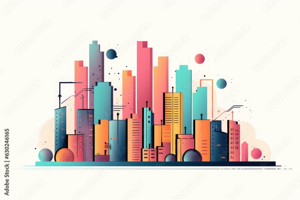Business Chart and Graph on White Background in Cartoon Style. AI generated