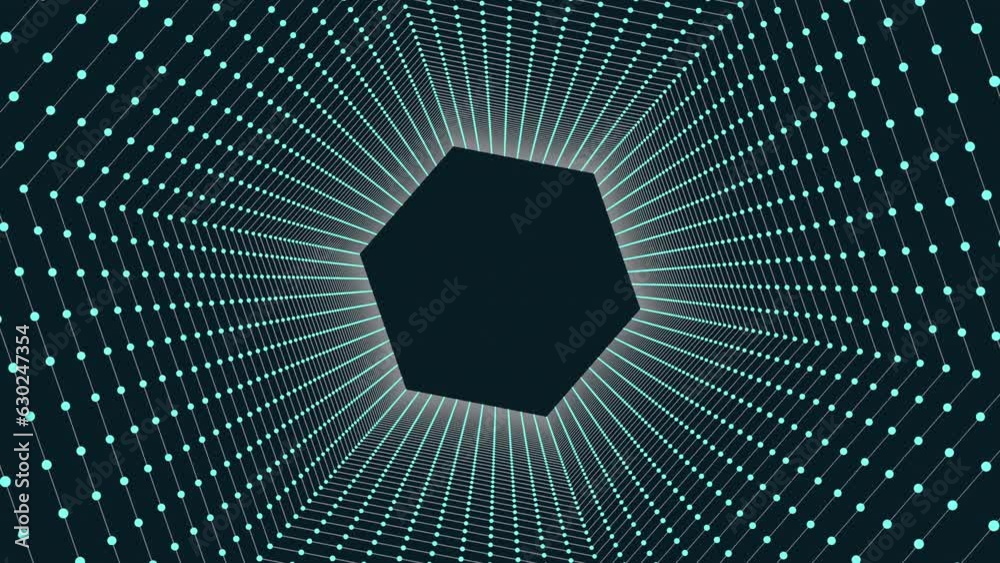 A vivid abstract design featuring a colorful hexagon structure with symmetrical circles and lines that exudes creativity and light