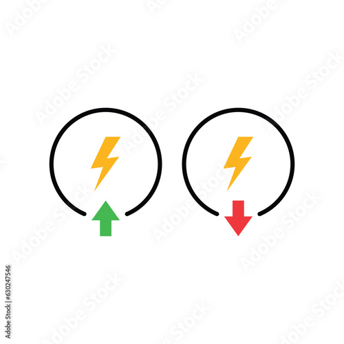 alternative energy icon like rising or falling. concept of productive power supply sign or price down. simple flat trend modern round logotype graphic line art design isolated on white background