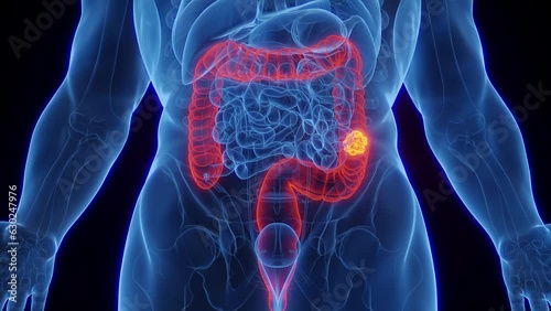 Animation of a malignant mass in a man's colon photo