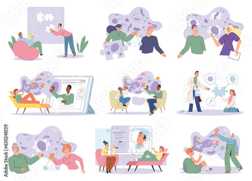 Counselling assistance of a psychologist. Patients problem. Psychologist has an individual meeting with her patient. Psychotherapists, psychologists work with mental health of clients, patients