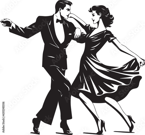 Hand-drawn Retro Man and woman dancing, Retro comics, American cartoon comic books and pulp novels black vector on a white background, illustration, vector, SVG
