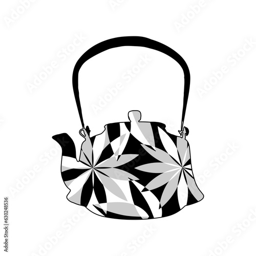 Stylized illustration of a teapot with flowers
