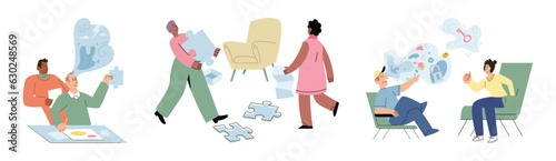 Psychotherapy session with cognitive analysis. Mental health, psychology concept. Mental health improvement, treatment for anxiety neurosis, mental equilibrium. Mental therapy sessions for open mind