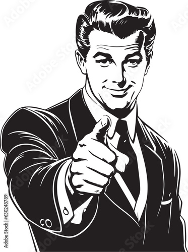Hand-drawn Retro Man in business suit, Retro comics, American cartoon comic books and pulp novels black vector on a white background, illustration, vector, SVG