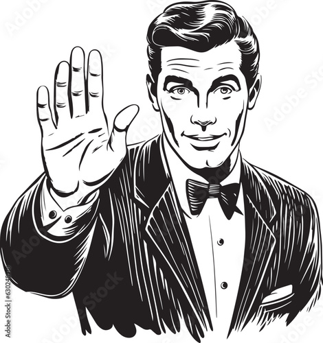 Hand-drawn Retro Man in business suit, Retro comics, American cartoon comic books and pulp novels black vector on a white background, illustration, vector, SVG
