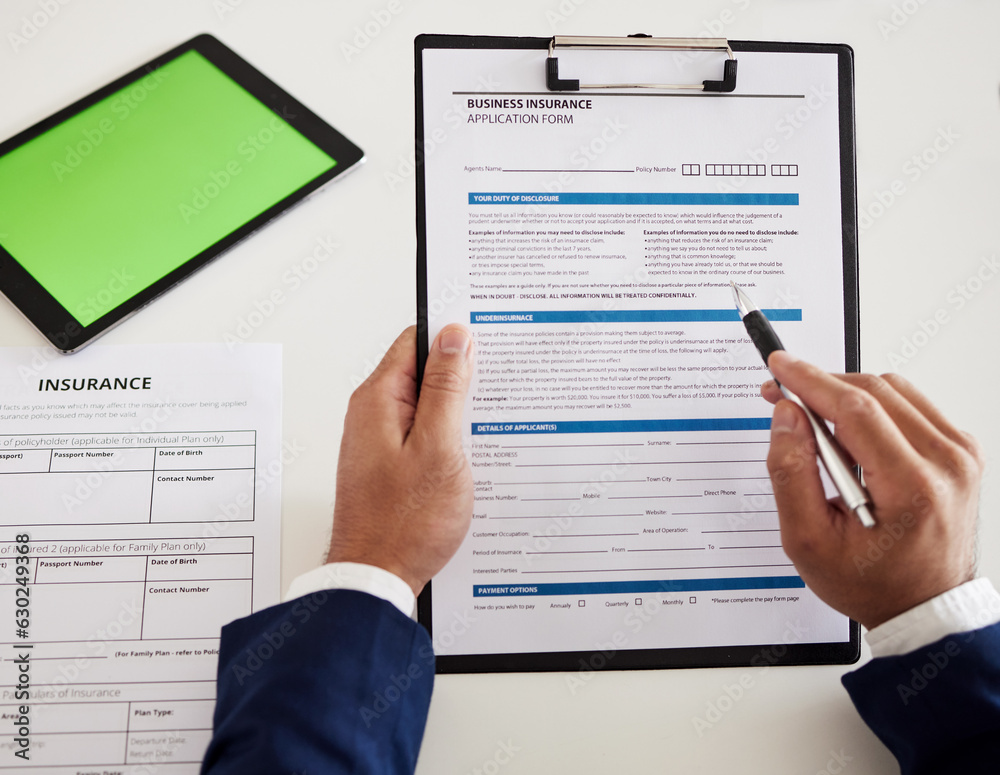 Tablet, insurance and green screen with hands of lawyer for legal documents, information and policy. Technology, signature and agreement with closeup of person for writing, planning and application Tablet, insurance and green screen with hands of lawyer for legal documents, information and policy. Technology, signature and agreement with closeup of person for writing, planning and application