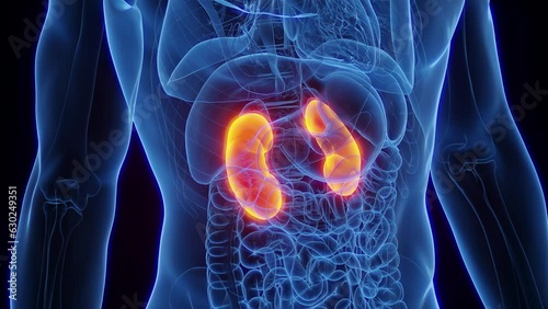 Animation of a man's healthy kidneys