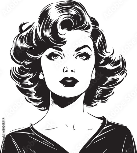 Hand-drawn Retro Woman, Retro comics, American cartoon comic books and pulp novels black vector on a white background, illustration, vector, SVG