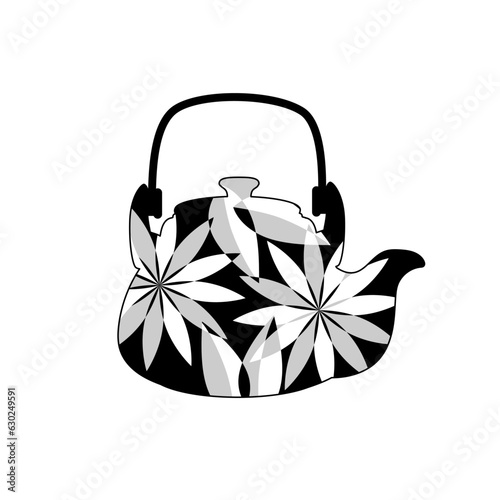 Stylized illustration of a teapot with flowers