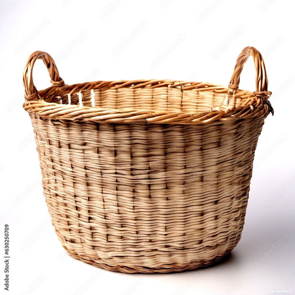 Wicker basket on a white background Wicker basket on a white background