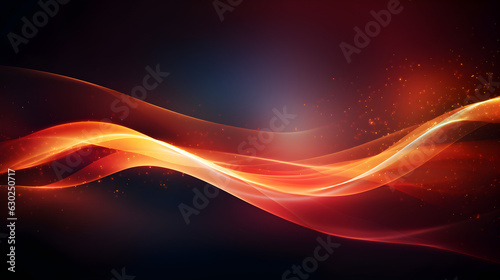 Wavelength: Abstract futuristic background wallpaper, orange and red beams, high-speed light waves, bokeh, and data technology. Generative AI