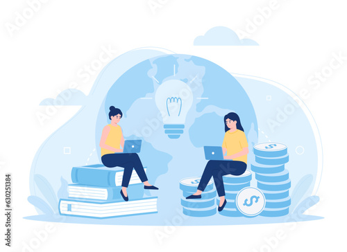 Workers with innovation concept flat illustration