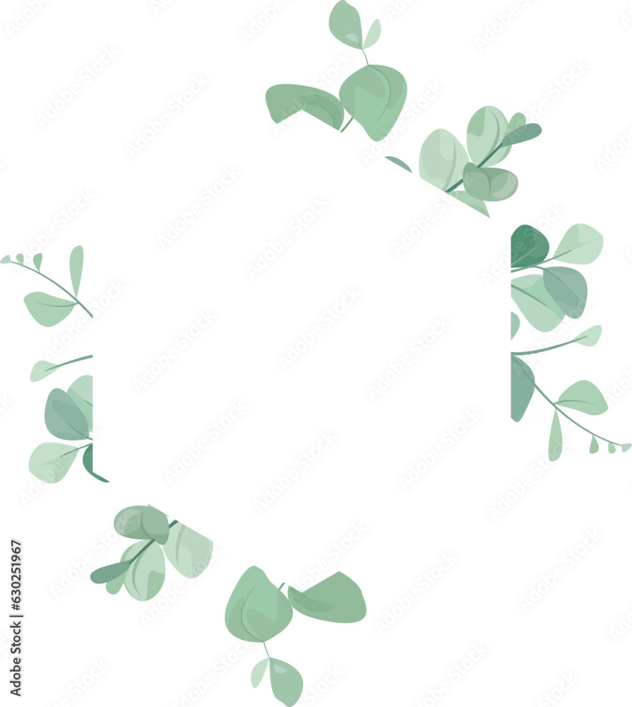 leaf frame, leaf frame with eucalyptus leaves decoration