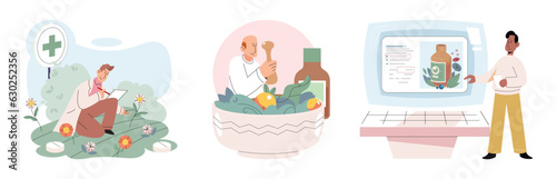 Scientist study research liquid medicine from natural herbal. Medical marijuana research. Modern and traditional medical, Alternative organic herbal drug and chemical medicine. Homeopathy healthcare