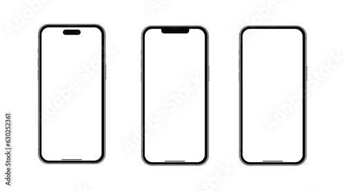 Phone Mockup Vector set of Template on Transparent Background , Mock up isolate screen smart phone for Infographic web site design app advertise