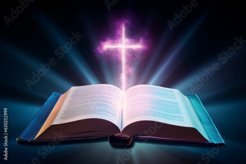 Open book with glowing cross © Keitma