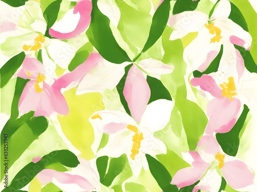 pattern with flowers orchid watercolor seamless pink white spring 