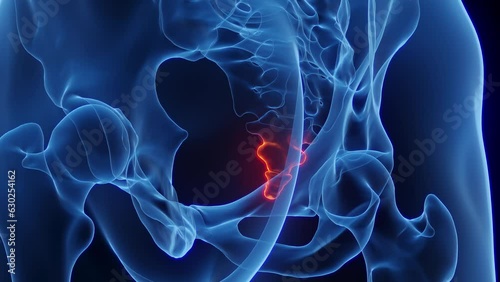 Animation of a man's inflamed coccyx photo