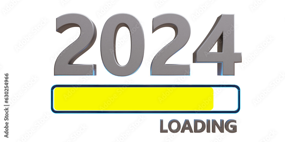 2024 New Year loading isolated on transparent background. PNG. 3d render 2024 New Year loading isolated on transparent background. PNG. 3d render
