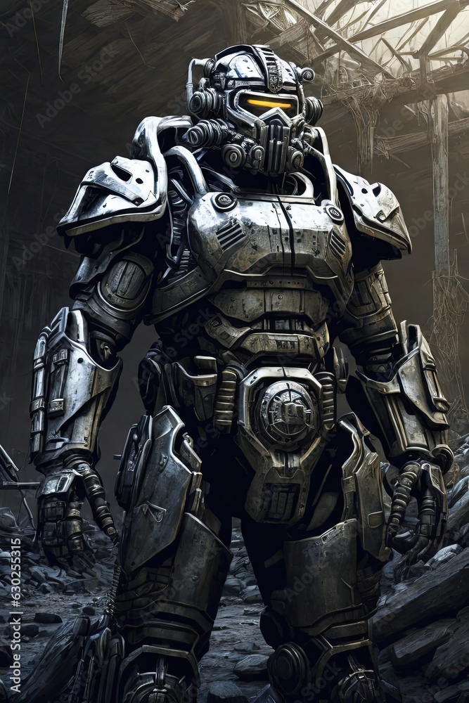 A warrior in power armor A warrior in power armor