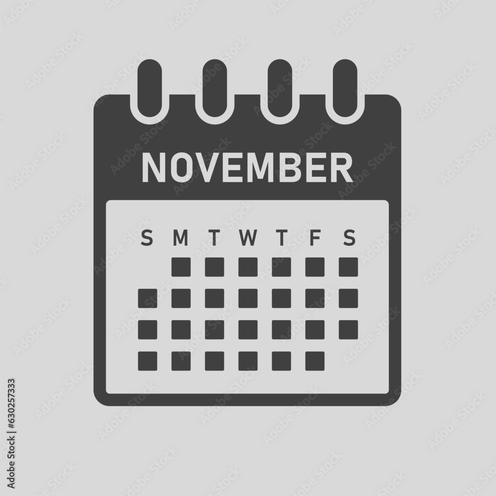Vector template icon page calendar, month November Vector template icon page calendar, month November