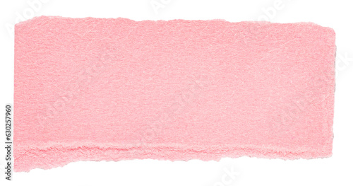 Single piece of isolated ripped crumpled blank pink paper with copy space for text on white or transparent background

