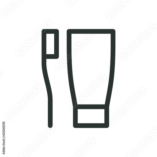 Oral care products isolated icon, toothbrush and toothpaste vector icon with editable stroke