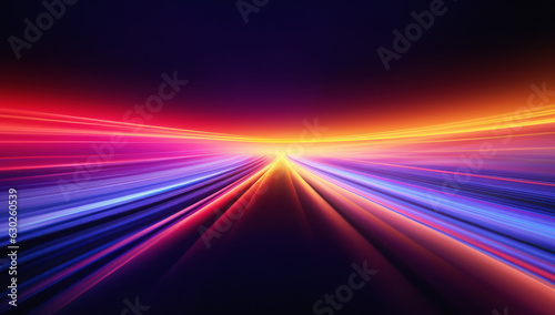 Futuristic fluorescent illumination with glowing purple laser rays. Modern electronic arch in vibrant 3d render. Abstract neon portal tunnel.