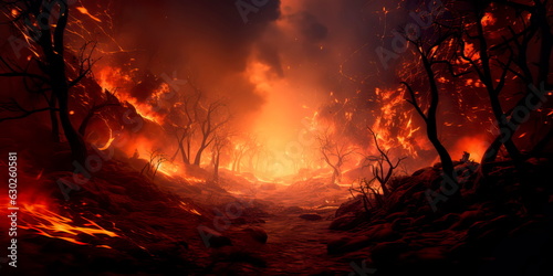forest fire creating heat waves and smoke swirls. Generative AI © Лилия Захарчук