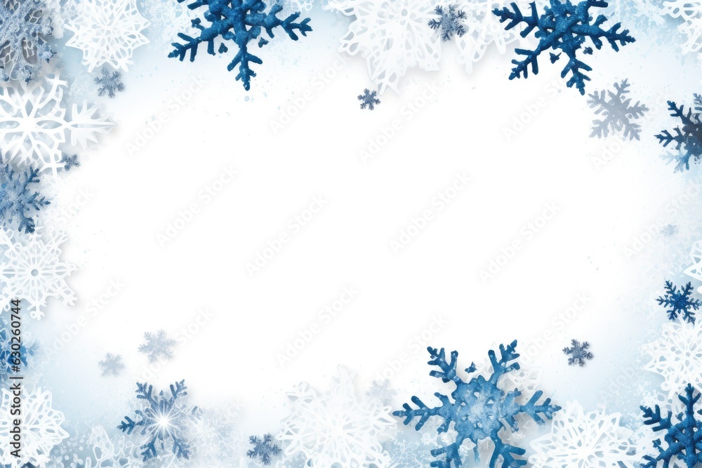 Christmas snowflakes on white background. Frame border. Christmas snowflakes on white background. Frame border.