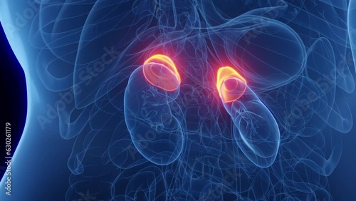 Animation of the adrenal glands of a woman photo