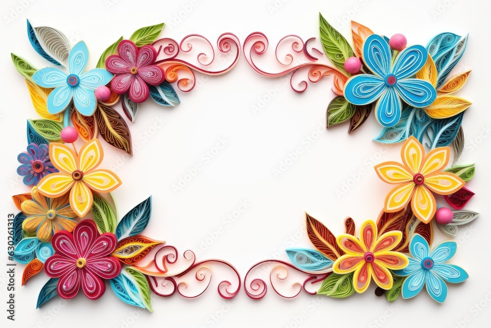 Frame of quilling craft, handmade festive decoration with paper circles. Cut from paper by handmade.
Frame of quilling craft, handmade festive decoration with paper circles. Cut from paper by handmade.