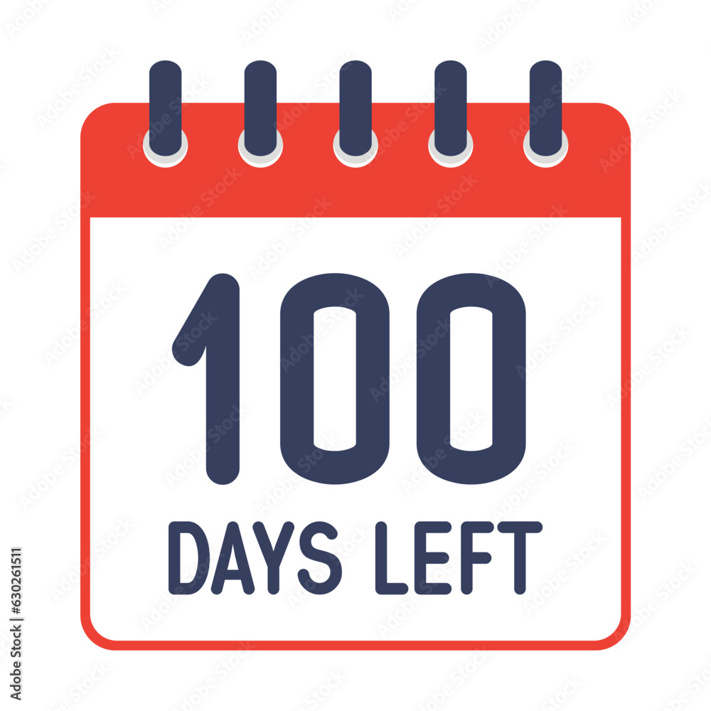 100 days left icon,countdown daily page calendar template vector illustration. 100 days left icon,countdown daily page calendar template vector illustration.