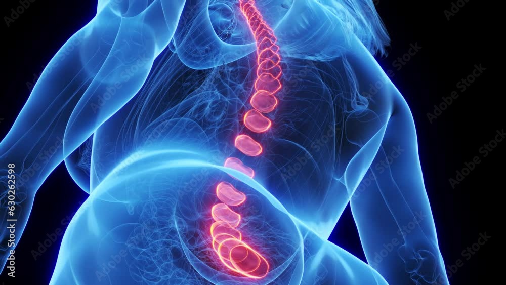 Animation of a woman's intervertebral discs Animation of a woman's intervertebral discs