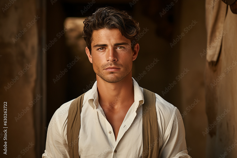 Generative ai studio portrait of handsome young latino man on colour background Generative ai studio portrait of handsome young latino man on colour background