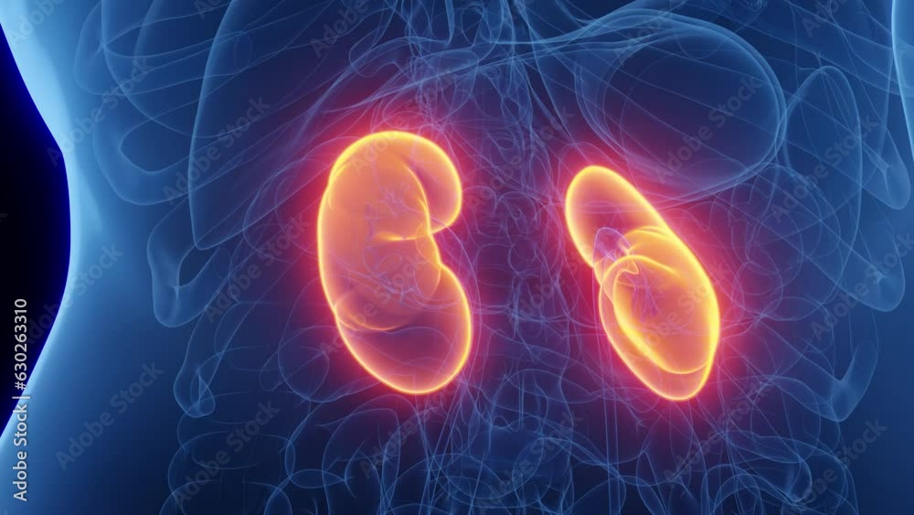 Animation of the kidneys of a healthy woman Animation of the kidneys of a healthy woman